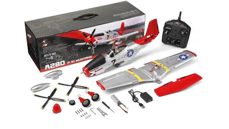  WLtoys XK A280 RC 飛行機 P51 戦闘機シミュレータ 2.4G 3D6G モード航空機 サーチライト付き