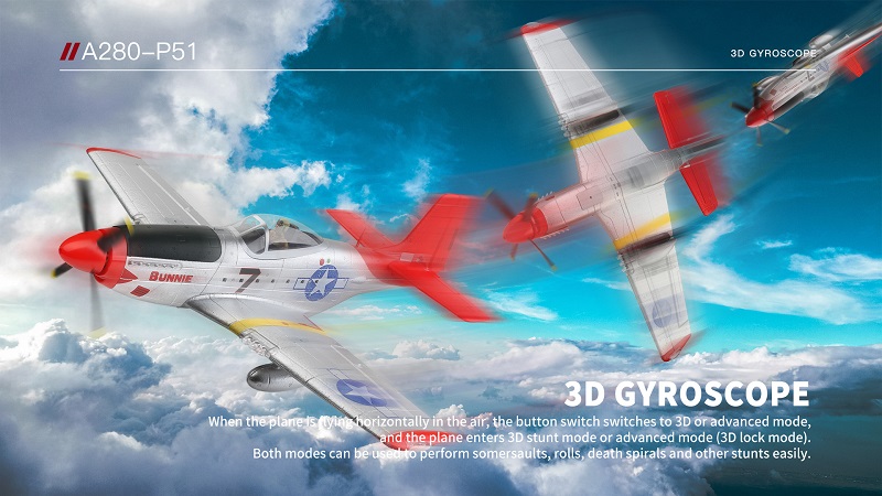  WLtoys XK A280 RC 飛行機 P51 戦闘機シミュレータ 2.4G 3D6G モード航空機 サーチライト付き