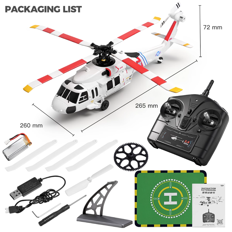 WLtoys XK K270 UH60 4CH RCヘリコプター ブラシレスモーター＆オプティカルフローポジショニング機能付