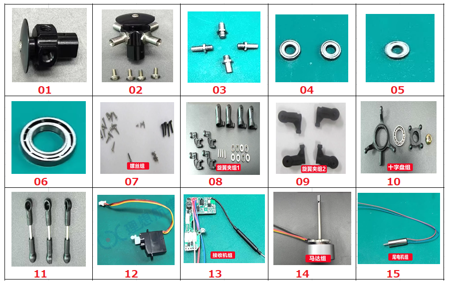 JJRC U9901 RCヘリコプター専用スペアパーツ  ボディシェル・メインブレード・ローターヘッド・テールモーター・受信ボード等