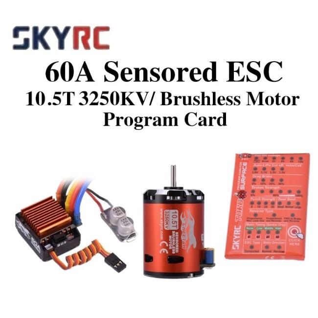 SkyRC Cheetah 10.5T 3250KV ブラシレスモーター + 1/10 60Aセンサー付き ESC プログラムカードコンボ  パワーシステム 1/10 1/12 RCカー用
