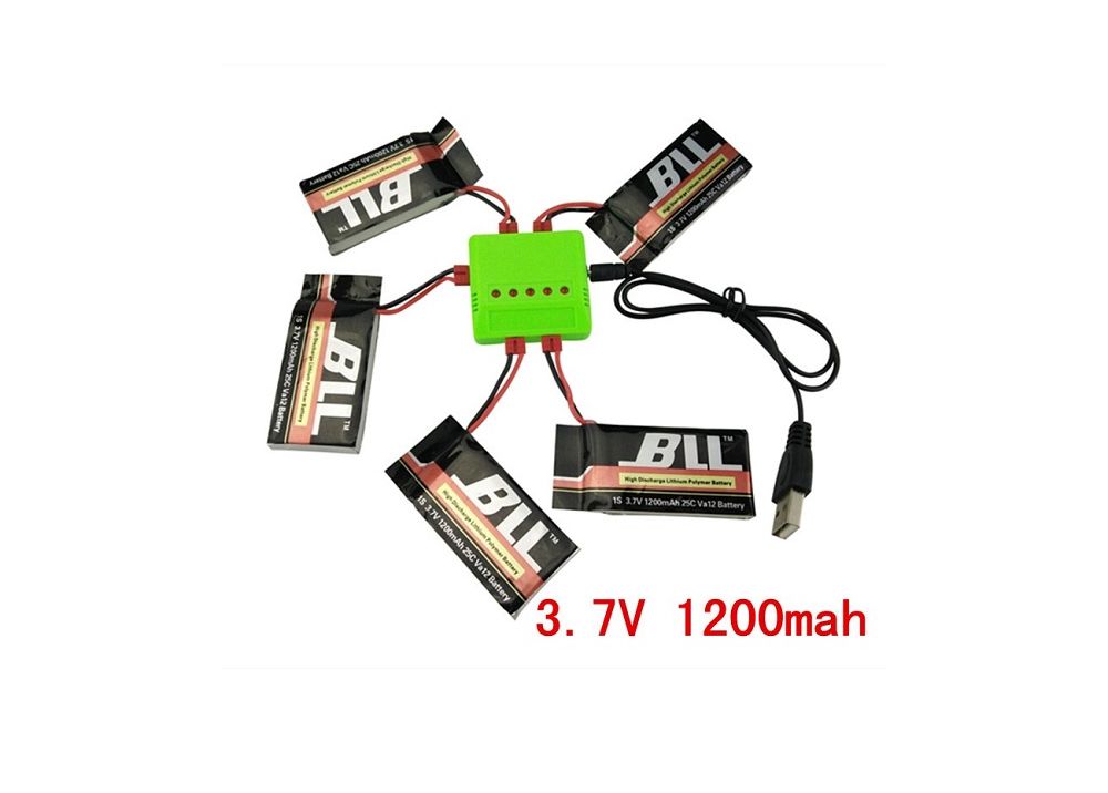 BLL Syma X5HW X5HC 用パーツ 3.7V 1200mAh バッテリー*5PCS+ USB充電器