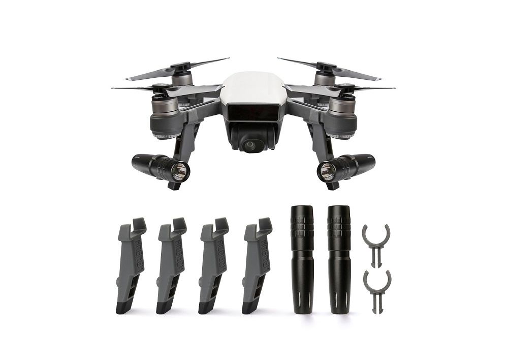 DJI Spark RCドローン用アップグレードパーツ　ナイトフライトLEDライト + 3.5cm衝撃吸収ランディングギア