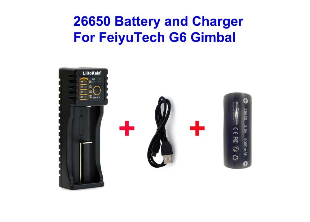 纯正品 FY Feiyutech G6 / G6 PLUS  (G6PLUS)  ジンバル用パーツ 26650 5000mAhバッテリー + 充電器セット