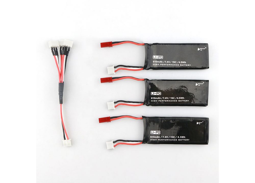 バッテリー * 3個 Hubsan X4 H502S H502E RCクアッドコプター用7.4V 610mAhバッテリー + 充電ケーブル