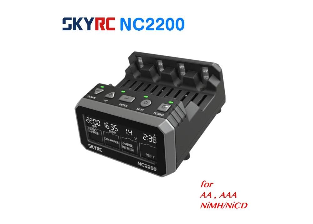 SKYRC NC2200 12V / 2.0A 4スロット AA /AAA電池充電器およびアナライザーNiMH / NiCDバッテリー充電器放電ターボ