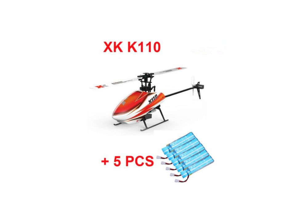 【製造中止】XK K110 BLAST  BNF 送信機無し  + 5PCS 3.7V 520mAh 30C Li-poバッテリー   6CH ブラシレス 3D 6Gシステム RCヘリコプター BNF 