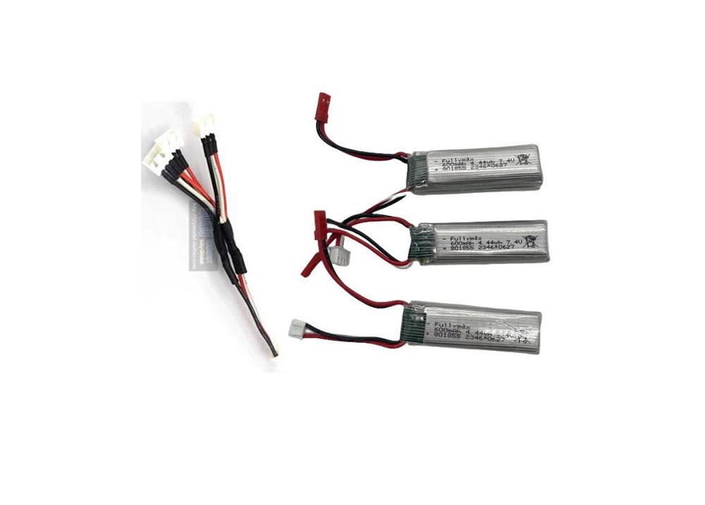 Wltoys XK A280 A300 RC 飛行機専用スペアパーツ 7.4V 600mAh Lipoバッテリー＊3個 + ３合１充電ケーブル