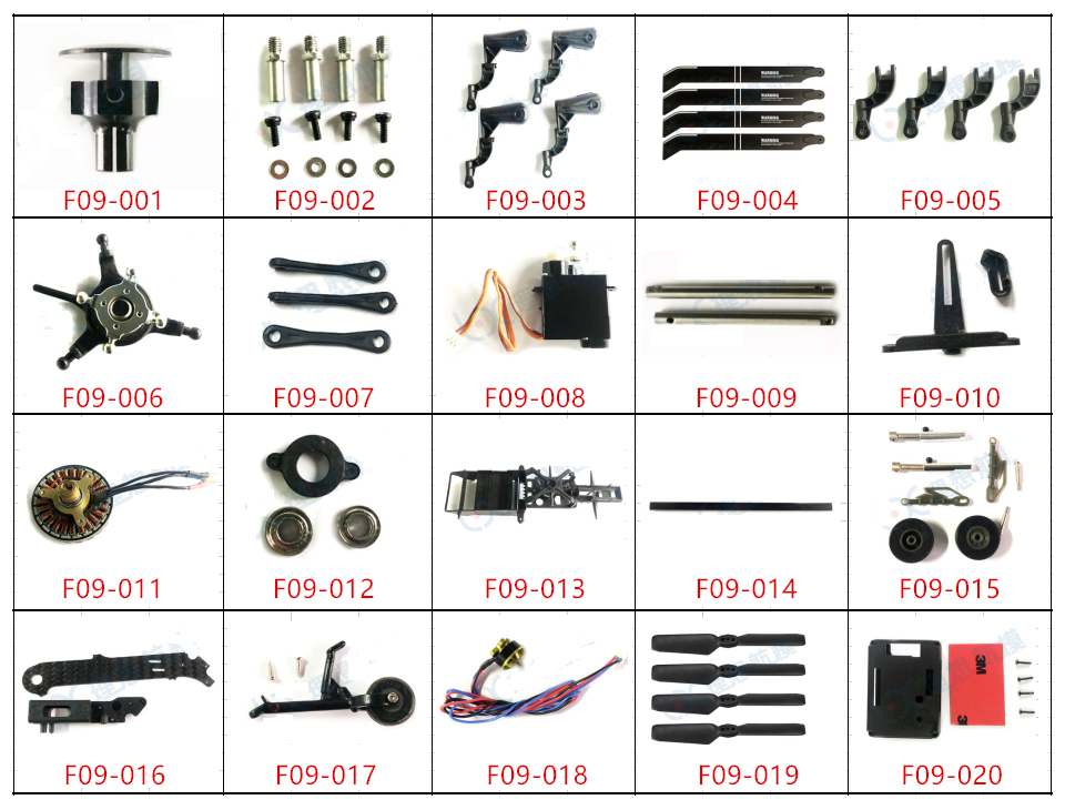 YUXIANG F09 RCヘリコプター用スペアパーツ補修部品