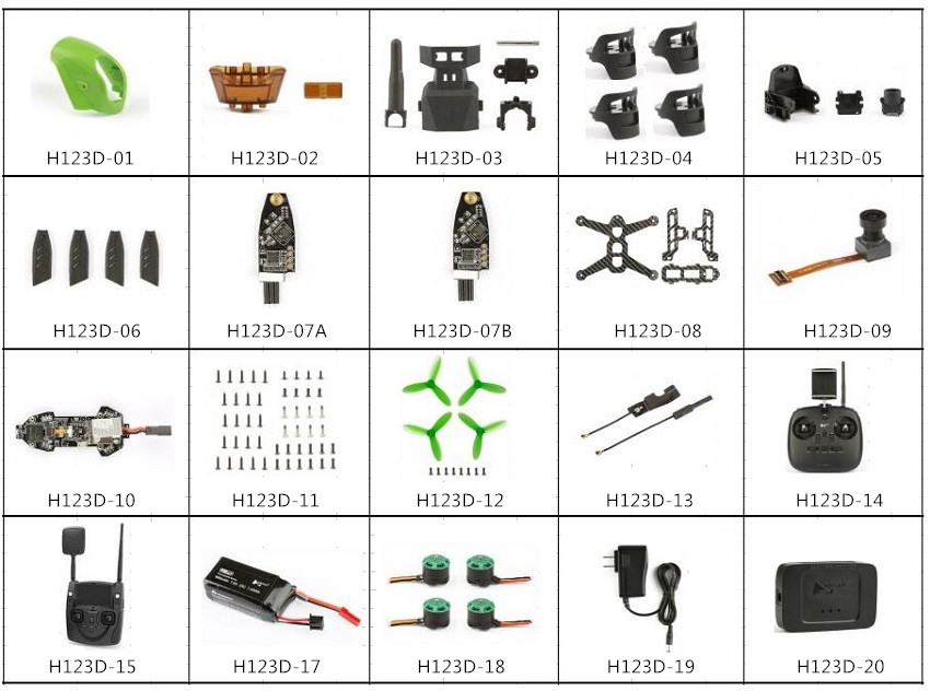 Hubsan H123D X4 Jet RCレーシングドローン専用スペアパーツ 補修部品