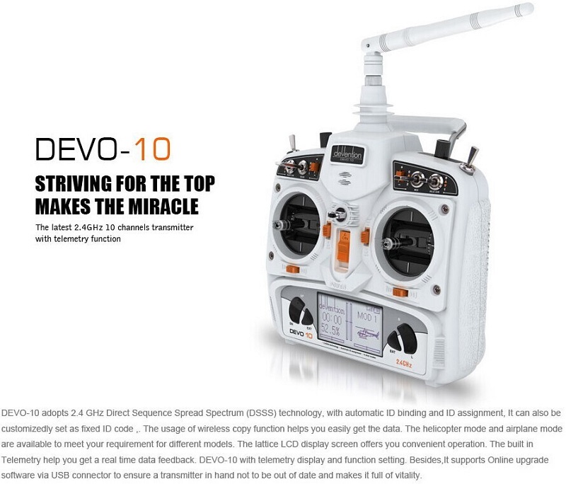 Walkera ワルケラ 新型 DEVO 10 10CH 送信機 (白)最大2KM コントロールレンジ