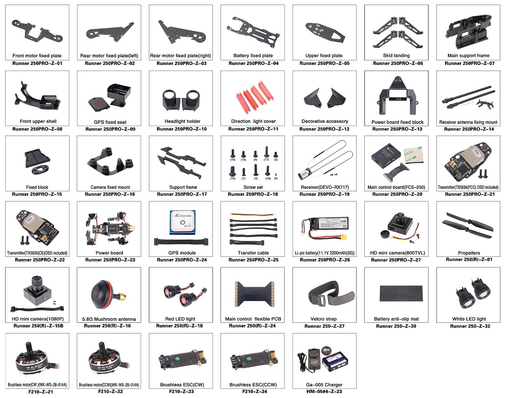 Walkera Runner 250 Pro 専用スペアパーツ  交換用部品