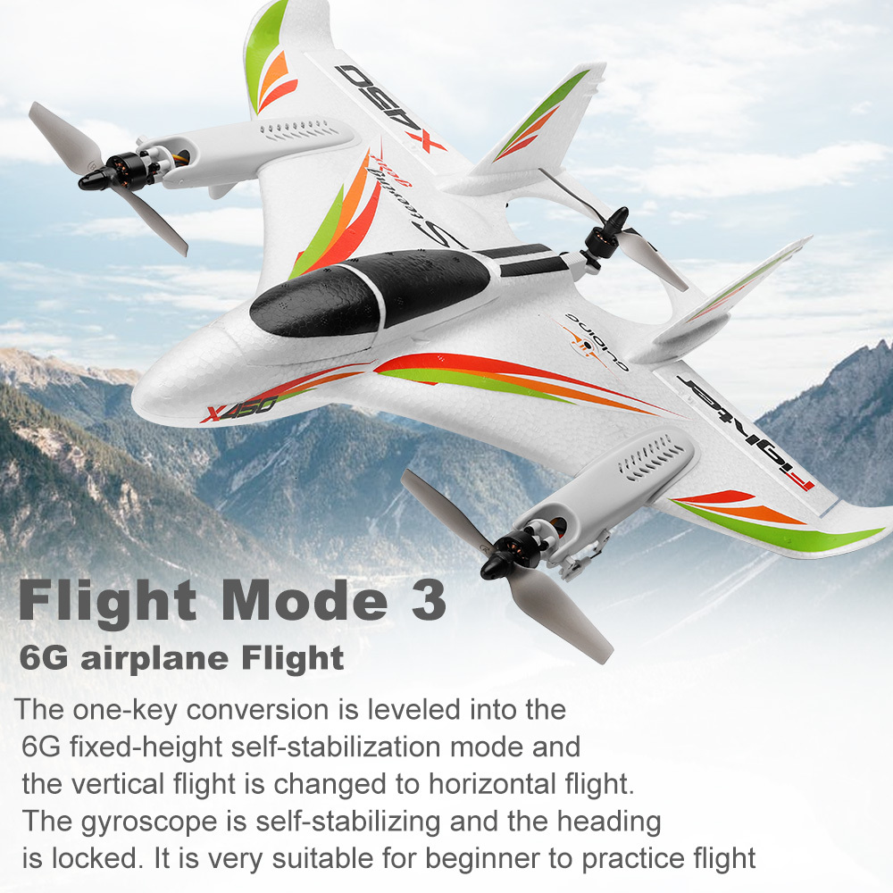 XK X450 6CH 3D/6G ブラシレス固定翼 RC飛行機 垂直離陸/着陸 2.4GHz RTF 