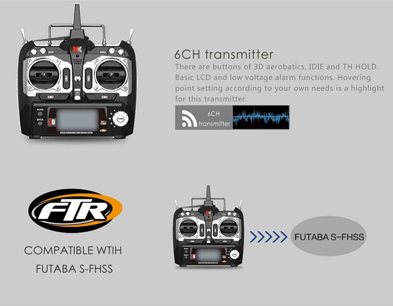 XK K100 Falcon 6CH 3D6G システム フライバーレス RCヘリコプター RTF 2.4GHz