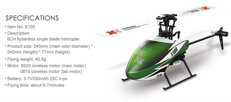 XK K100 Falcon 6CH 3D6G システム フライバーレス RCヘリコプター RTF 2.4GHz