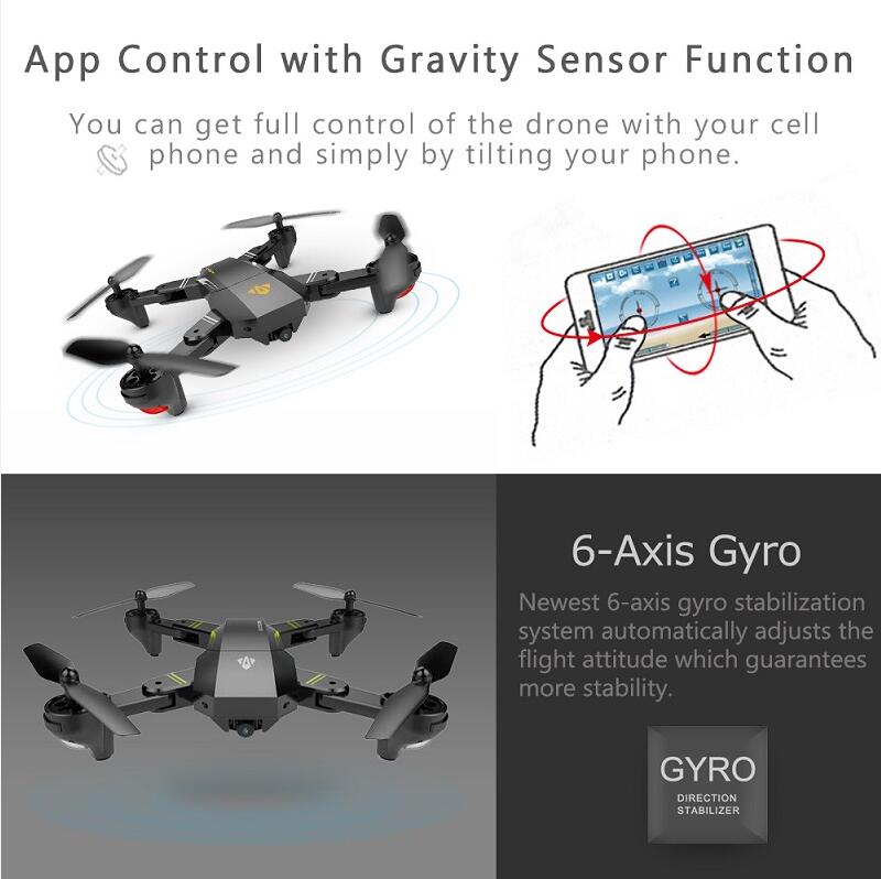 VISUO XS809HW WIFI FPV 2MP カメラ付き 折りたたみ式 RC クアッドコプター 高度維持機能付 RTF 2.4GHz 